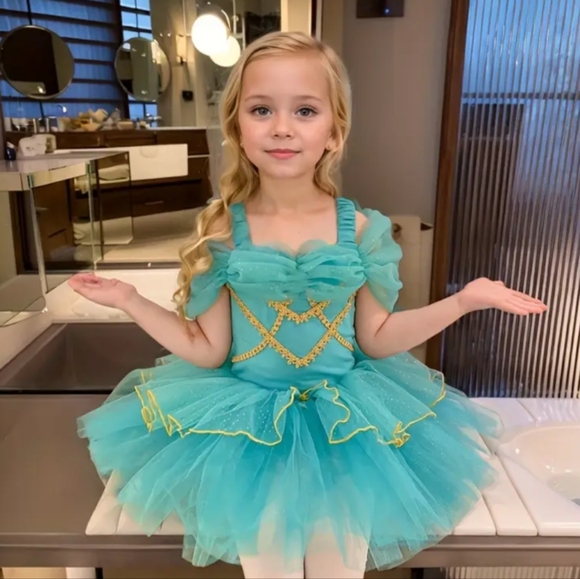 Kids Turquoise Princess Costume - Picture 1 of 4